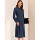 thumbnail image 4 of Vestido Elegante Maxi para Mujer 2023 con Botones Frontales Vestido largo con Cinturón Azul marino L, 4 of 6