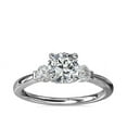 thumbnail image 1 of 0.70 T.C.W Cushion Shape Natural Diamond Latest Design Three Stone Wedding Ring for Ladies Solid 14K White Gold Size 8, 1 of 8
