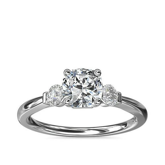 IGI Certified 2.20 Ct Beautiful Cushion Cut Lab Grown Diamond Three Stone Engagement Ring for Women Solid 14K White Gold (E/VVS2) Size 7 by Diamond-Capitals