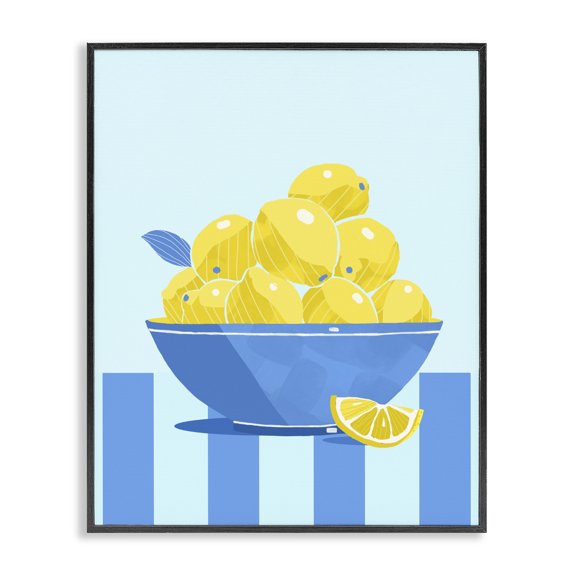 Stupell Industries Rustic Lodge Yellow Lemon Bowl Striped Black Framed Giclee Art, 11 x 14, by Lucca Sheppard
