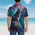 thumbnail image 4 of Fotbe Colorful Plant Wolf Camisa Hawaiana para Hombre Unisex – Camisa Casual de Verano con Botones de Manga Corta de Algodón y Lino,Medium, 4 of 7