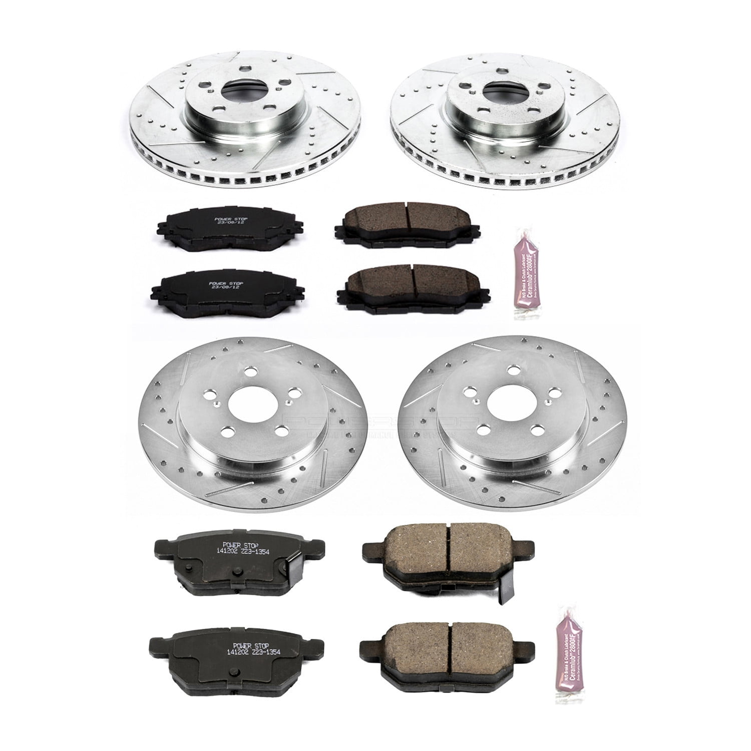 PowerStop Front and Rear Z23 Evolution Sport Carbon-Fiber Ceramic Brake Pad and Drilled & Slotted Rotor Kit Fits: PONTIAC TOYOTA Select Models K4140