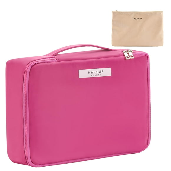 Neceser de viaje para maquillaje y cosméticos, ideal para mujeres y hombres (rosa)