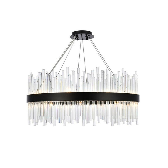 Dallas 32 inch round crystal pendant in black