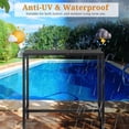 thumbnail image 4 of Hassch Bar Table, 39.4" Iron Patio Pub Table with Slatted Top, Adjustable Feet for Stability, Easy Assembly for Outdoor Garden, Balcony, Poolside or Living Room (Black), 4 of 9
