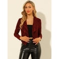 thumbnail image 3 of INSPIRE CHIC Women's Sparkle Long Sleeve Draped Collar Cropped Cardigan, 3 of 6