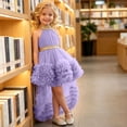 thumbnail image 4 of Flower Girls Dress High Low Wedding Dresses Gown with Bow Back Birthday Party Swing A-Line Dresses,9-12Months, 4 of 7