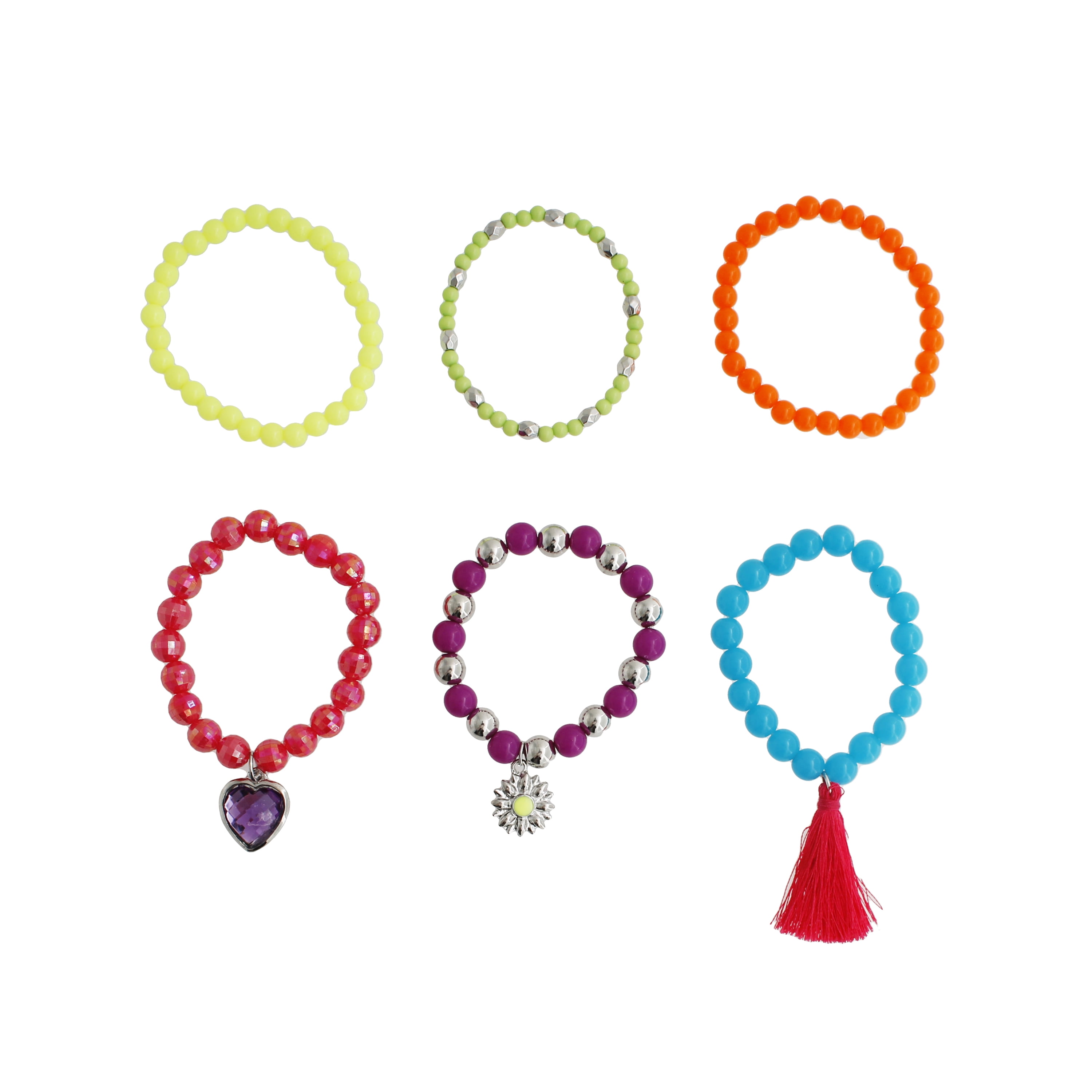 6 Piece Tassel Charm Bracelet