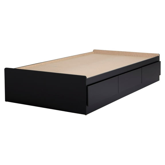South Shore Fusion 39" Twin Mate's Bed with 3 Drawers, Pure Black