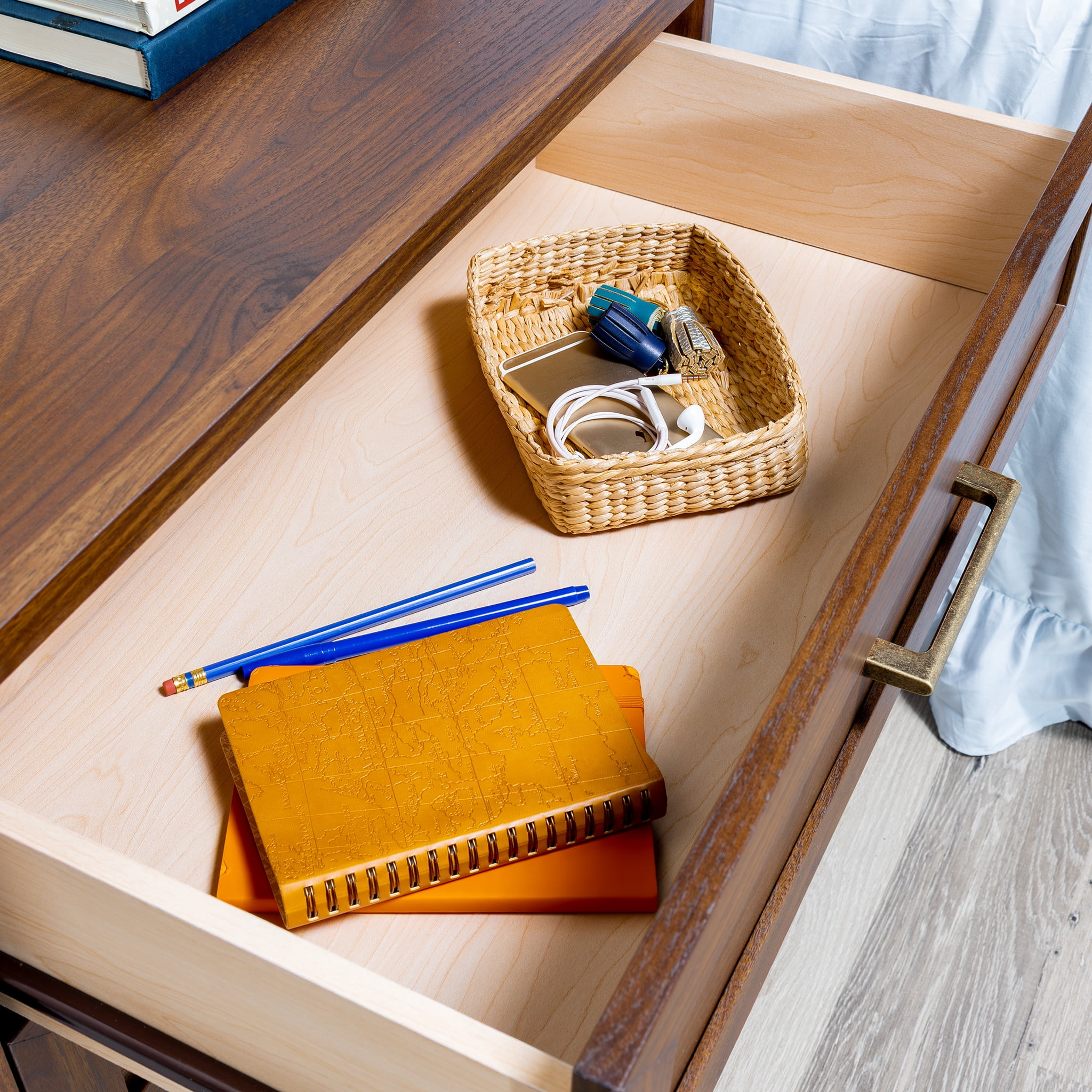Mainstays Traditional Refined 3-Drawer Nightstand, Canyon Walnut Finish