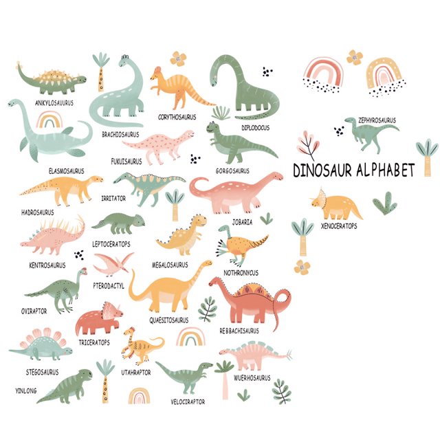 1pc Dinosaurio Alfabeto Niños Pegatinas de pared Lindo Dinosaurio Pegatinas de pared, Peel and Stick DIY Pegatinas de pared para niños Bebé Dormitorio Guardería Sala de estar Decoración JAMW Sencillez