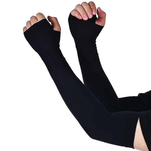 Jinswick UV Sunscreen Sleeves Cool Sports Sleeves with Hand Coverage for Outdoor Activities Tattoo Coverage Suitable for Running, Golfing, Cycling, Basketball, Driving, Fishing | One Size | 2 Pairs