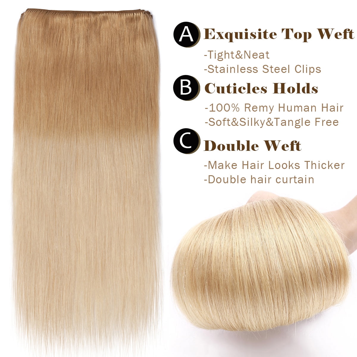 SEGO Clip in Hair Extensions Human Hair 100% Real Remy Hair 10-24 inch Full Head Thick Hair Pieces Silky Straight Balayage Hair Cleanrance