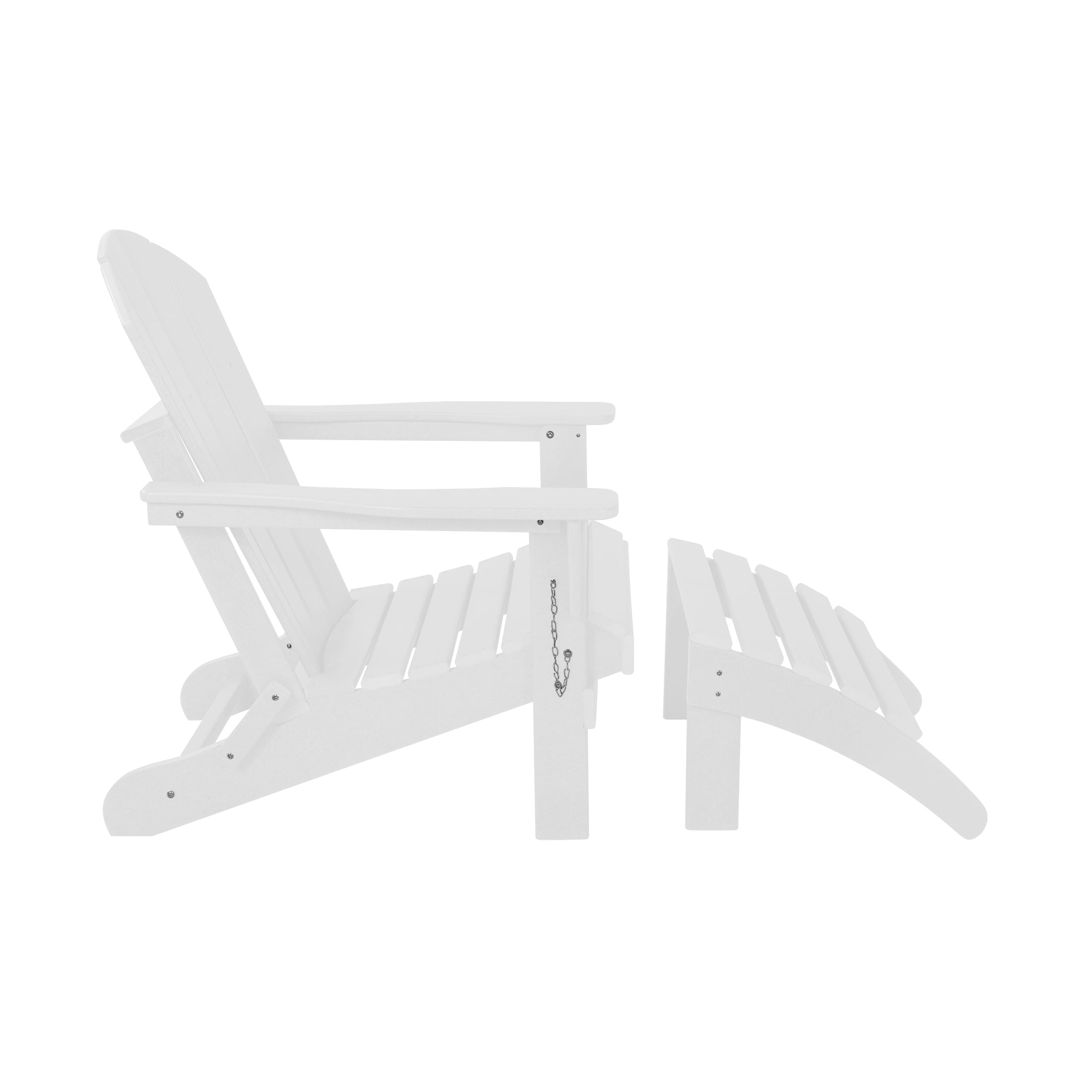 Westin Outdoor 2-Piece Set Plastic Adirondack Chair with Ottoman Footrest Included, White