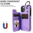 thumbnail image 2 of Nalacover for iPhone 11 Pro Max Wallet Case with Card Slots & Metal Finger Ring, Durable PU Leather Back Double Magnetic Botton Flip Kickstand Purse Shockproof Phone Case,Purple, 2 of 10