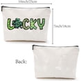 thumbnail image 2 of Lucky Makeup Bags Canvas Cosmetic Bag Multi Purpose Case Zipper Green Clover Pouches Toiletry Travel Storage Bag Purse Portable Makeup Storage Organizer for St. Patrick's Day Women 10x7Inch DIY Word, 2 of 9