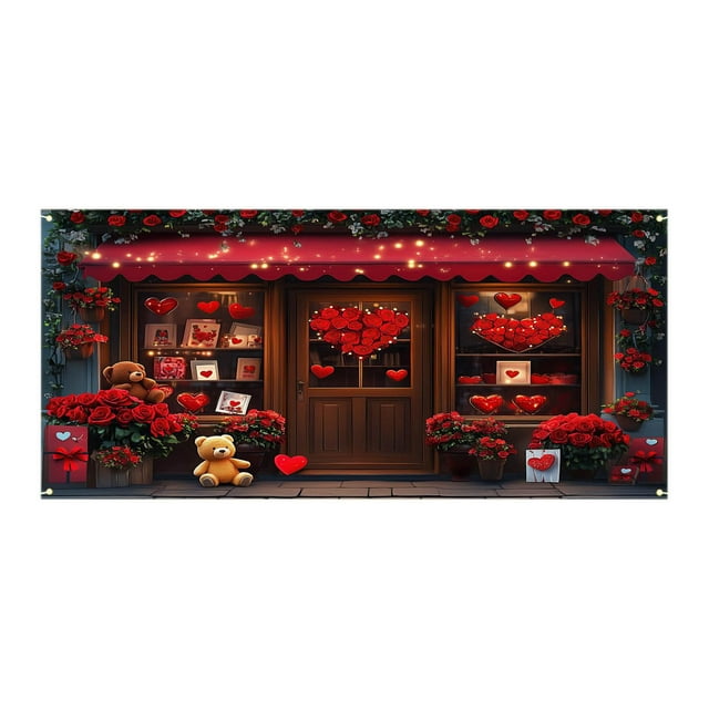 Porte de Garage de la Saint-Valentin Décorations de Fête de Patio Drapeau de Porte Suspendu de la Saint-Valentin