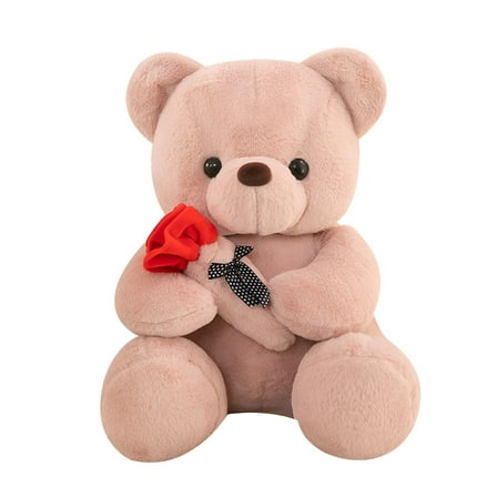 BESTSKY Teddy Bear with Rose,Soft Plush Bear Doll Stuffed Animals Toys Valentines Day Decor Gifts for Her/Girlfriend Lover Mom Kids