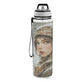 thumbnail image 2 of Sports Water Bottle 1000ML Tritan Food Grade Clear Water Bottle Fitness Outdoor Sports Bike A Winter Beauty, 2 of 7