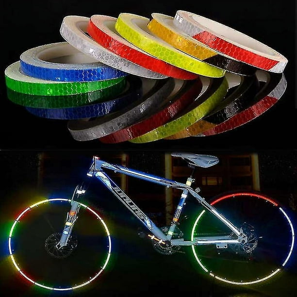 Pegatinas para llantas de bicicleta, cinta reflectante, tiras fluorescentes para bicicleta, cinta para el cuerpo de ciclismo, radios de rueda, reflectantes para motocicleta y Scooter