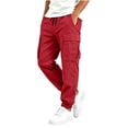 thumbnail image 5 of Liuinsasek Boys' Back-to-School Cargo Jogger Pants Solid-Color Casual Elastic Drawstring Waist Multi Pockets Durable Tapered Long Pants for Fall/Winter, 5 of 8