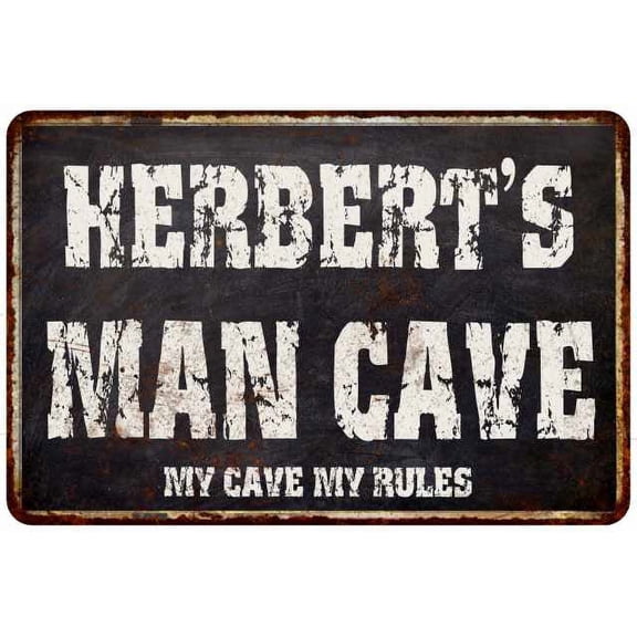 HERBERT'S Man Cave Black Grunge Sign Home Decor Gift Cave Funny 108120004408
