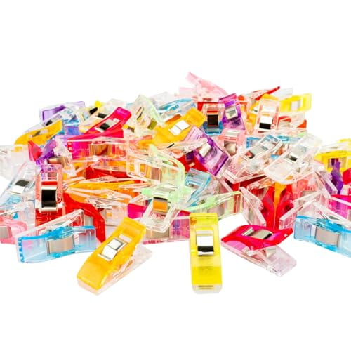 Multipurpose Sewing Clips,100 Pcs Premium Plastic Fabric Clips Supplies,Perfect Alternative Sewing and Quilting Pins,Fit Any Chip,Bag Binding for Food,Assorted Colors