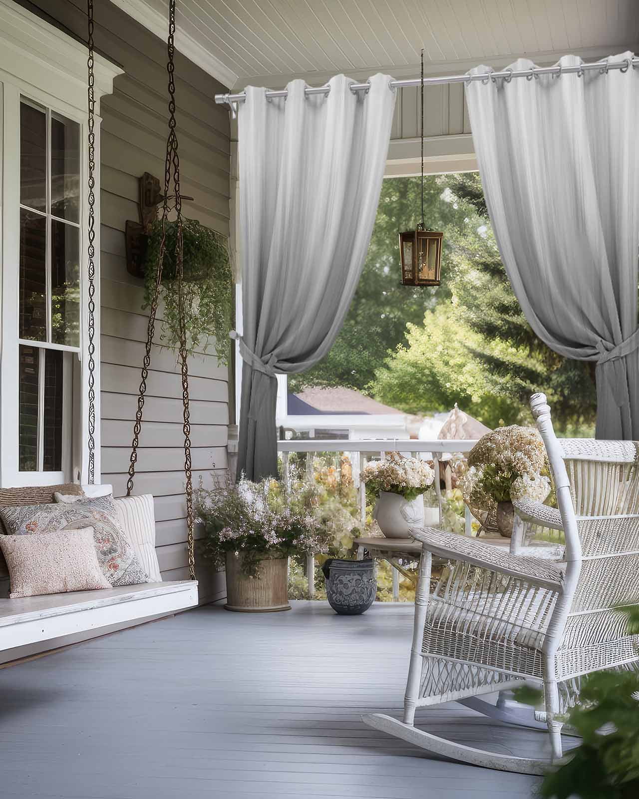 Grey Ombre Outdoor Curtains for Patio, Contemporary Gradient Abstract Art Privacy Drapes Grommet Waterproof Outside Curtains for Porch/Cabana/Balcony 54"x 108", 2 Panel