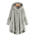 thumbnail image 3 of KAUOD Teen Kids Fuzzy Long Pockets Hoodie Sweatshirts Button Front Fleece Plush Soft Jackets Boys Girls Plain Hooded Coats, 3 of 5