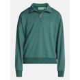 thumbnail image 5 of No Boundaries Boxy Fit Quarter Zip Fleece Sweatshirt with Long Sleeves, Men's XS-4XLT, 5 of 5