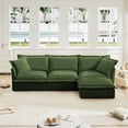 thumbnail image 2 of Newest L-Shaped Sectional Sofa Couch,Comfy Chenille Deep Seat Couch, Convertible Ottoman & 2 Big Pillows,Modern Oversized 3 Seater Sofa Set for Living Room Office,Green, 2 of 20