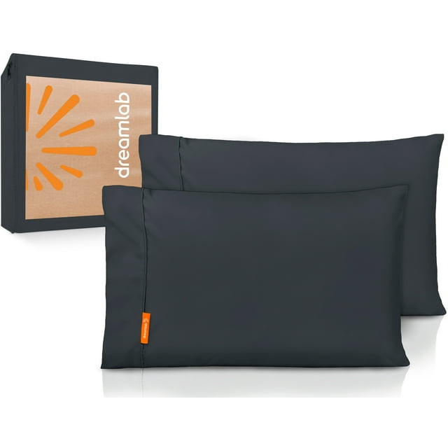 Fundas DE ALMOHADA Dreamlab 2 Piezas King Size 51 cm x 101 cm grafito hipoalergénicas