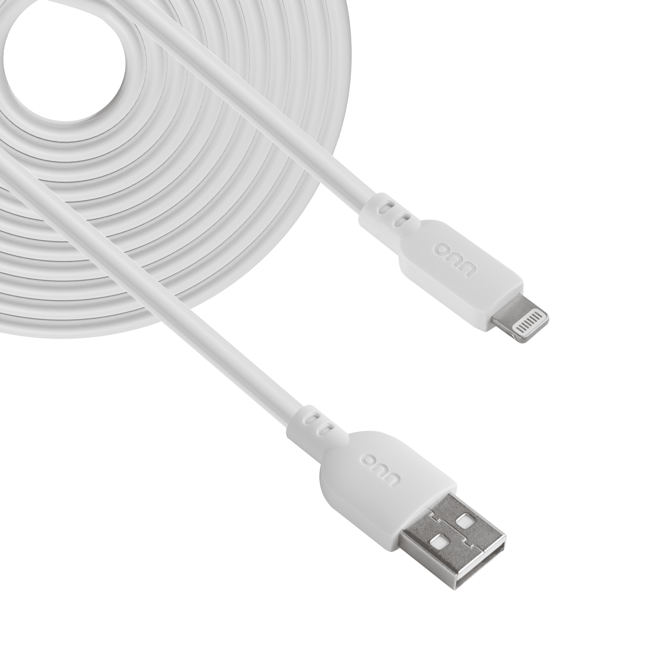 onn 10-Foot Lightning to USB Charging Cable – White