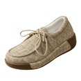 thumbnail image 3 of IEMIEMIEM Women’s Canvas Loafers Breathable Lace-Up Platform Casual Soft Comfort Walking Shoes Lightweight Non Slip Wedge Sneakers for Daily Outdoor Travel Work All Day Standing Wear Khaki 7 Wide, 3 of 6