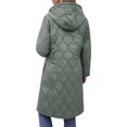 thumbnail image 3 of Women's Quilted Jacket Zipper Up Hooded Long Lightweight Padding Down Coat (Green S), 3 of 6