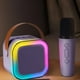 thumbnail image 3 of Máquina de Karaoke Portátil con Dos Micrófonos Inalámbricos y Reproductor de Música Portátil RGB para Fiestas Navideñas y Familiares., 3 of 5