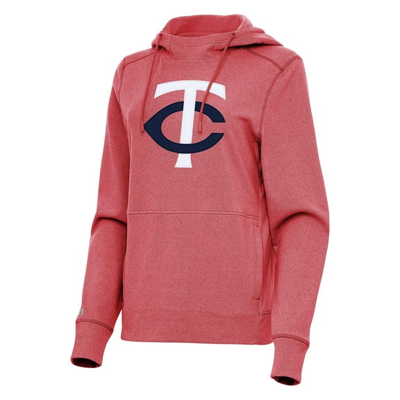 Women's Antigua Heather Red Minnesota Twins Justice Pullover Hoodie