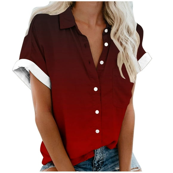 Summer Savings Clearance 2025! BOVXNPU Plus Size Womens Summer Tops,Short Sleeve Tops for Women,Fashion Women's Casual Comfortable Pocket Buttontop Blouse T-Shirt
