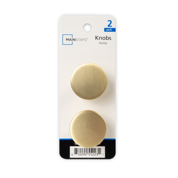 Mainstays 1.26" Coin Knob, 2 Pack, Gold Luster