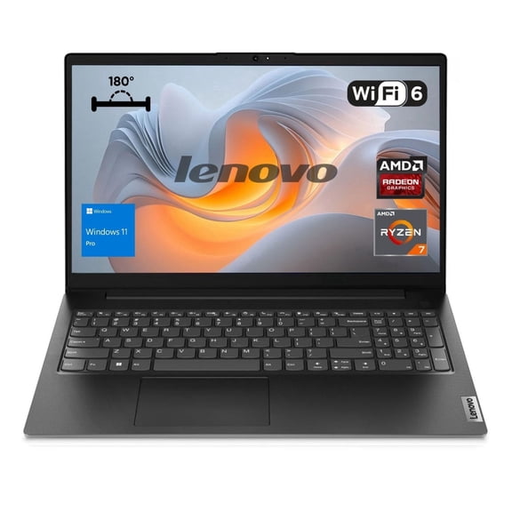 Lenovo V15 15.6" FHD Business Laptop, AMD Ryzen 7 7730U, 16GB RAM, 512GB SSD, Windows 11 Pro, Black