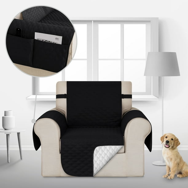 Deconovo Funda de sofá resistente al agua, 1 unidad, color negro, 53 cm de ancho x 190 cm de largo, funda protectora para muebles, ideal para mascotas y niños.
