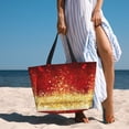 thumbnail image 4 of Yiaed Red Gold Glitter Print Large Capacity Beach Travel Bag - Waterproof Zipper Vacation Tote for Sandproof Storage, and Camping, 4 of 5