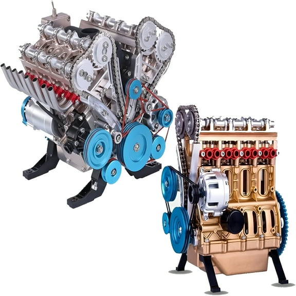 BESTSKY 8-Cylinder Full Metal Car Engine Model,V8 Engine Model Kit,Car Engine Model,Full Metal Car Engine Model,Model Engine Kit,DIY Car Engine Model Kit (Smooth)