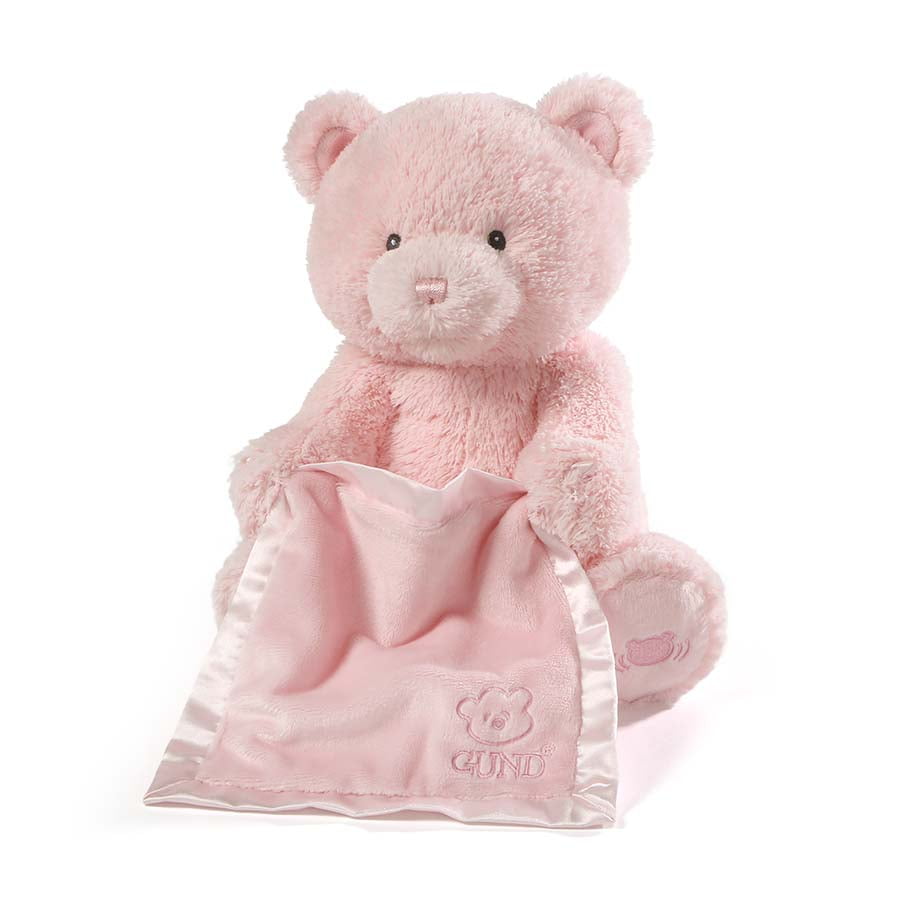 Gund Baby My First Teddy Bear Peek A Boo Animated Baby Stuffed Animal Pink 