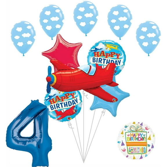 Airplane 4th Birthday Party Supplies Vintage Plane Balloon Bouquet Decorations
