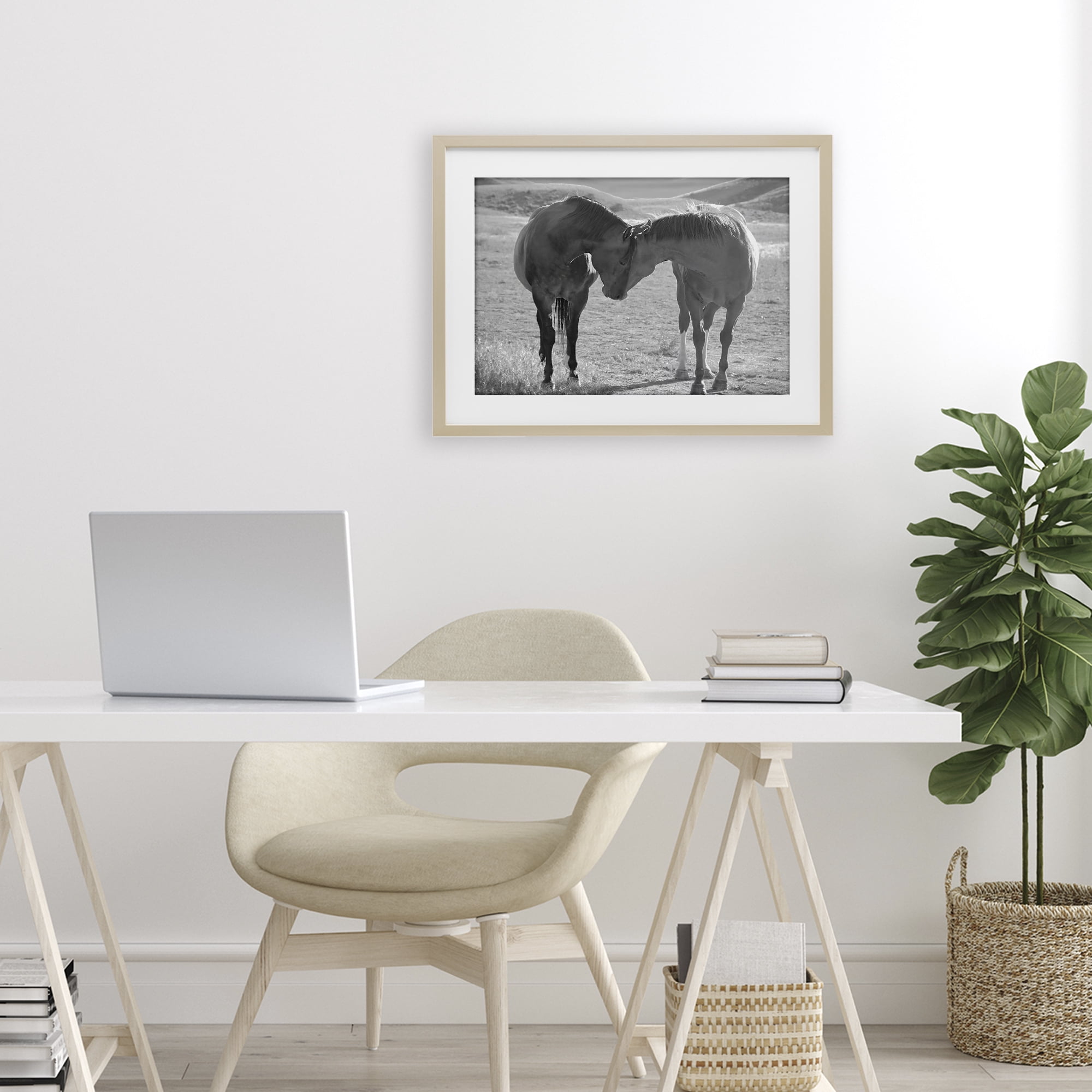 Stupell Industries Sweet Nothings Bond Between Horses Birch Framed Print Under Glass, design by Steve Toole