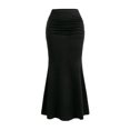 thumbnail image 2 of Junboys Women's Fishtail Midi Skirt - Sexy Flowy Bodycon Skirts for Women, Solid Color Summer Skirt for Club & Cocktail Evening,Black S, 2 of 4