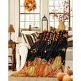 thumbnail image 2 of Fall Pumpkin Thanksgiving Fall Leaves Retro Black Flannel Blanket for Bed,Travel and Camping, Super Soft Cozy Blanket for All Seasons 40"x60", 2 of 6