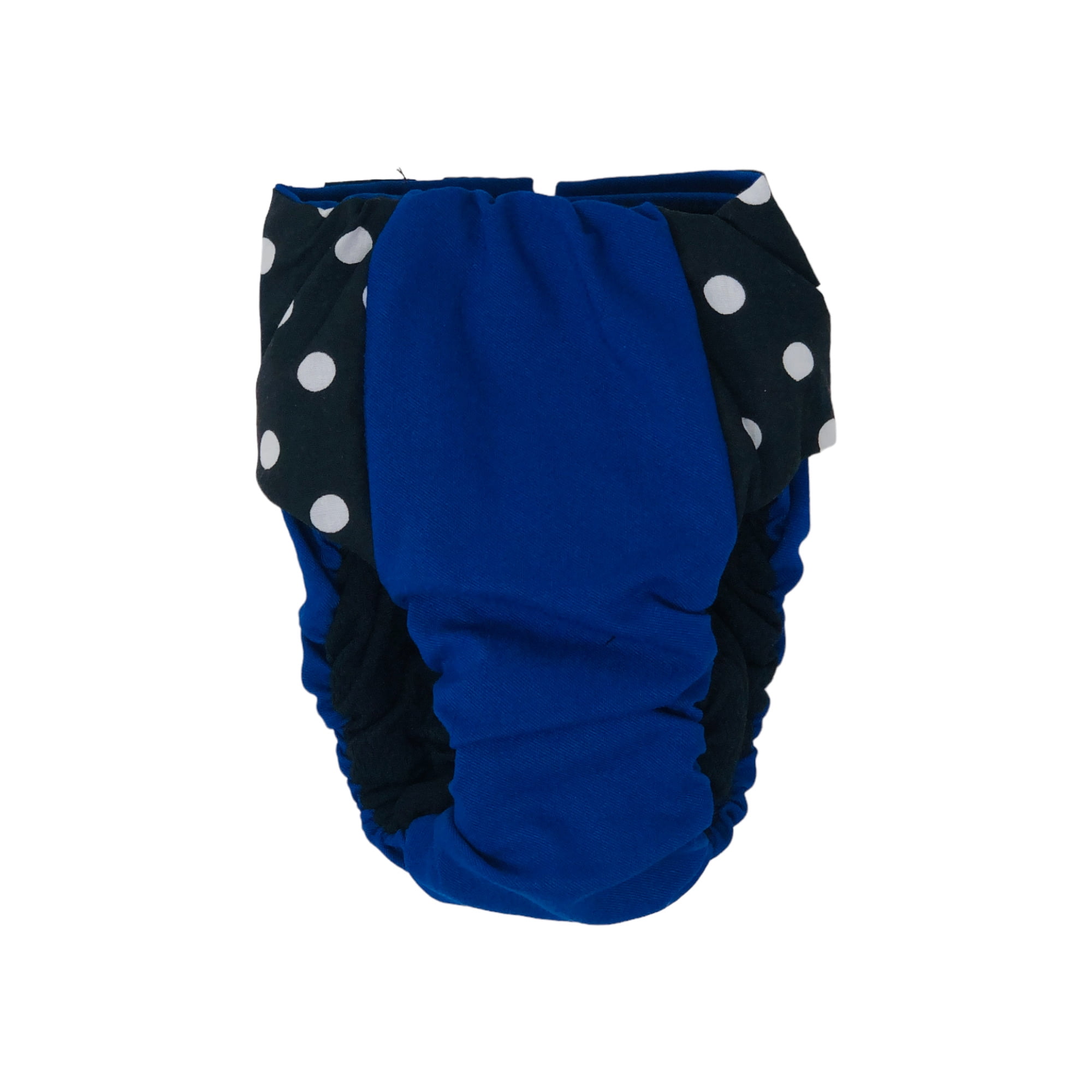 Barkertime Black Polka Dot on Blue Dog Diaper