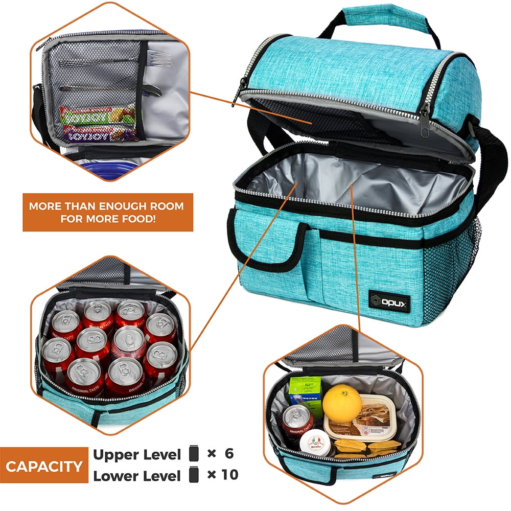  OPUX Insulated Dual Compartment Lunch Bag, Box for